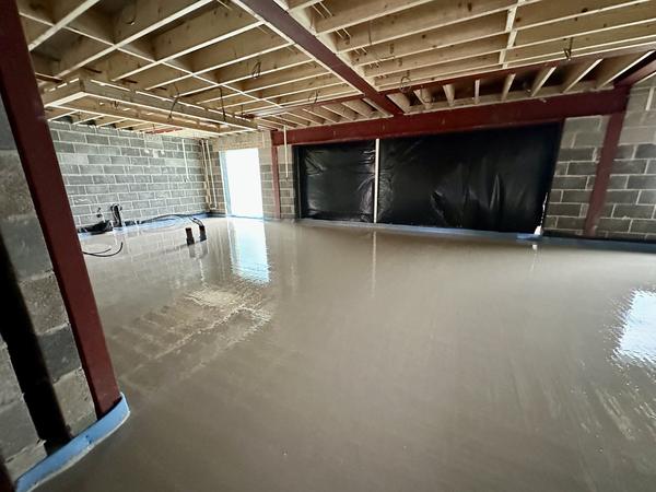 Freshly laid wet screed